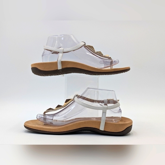 Vionic Nala Gold Embellished Flat T-Strap Sandal Orthaheel Technology Size 10 - Picture 4 of 17